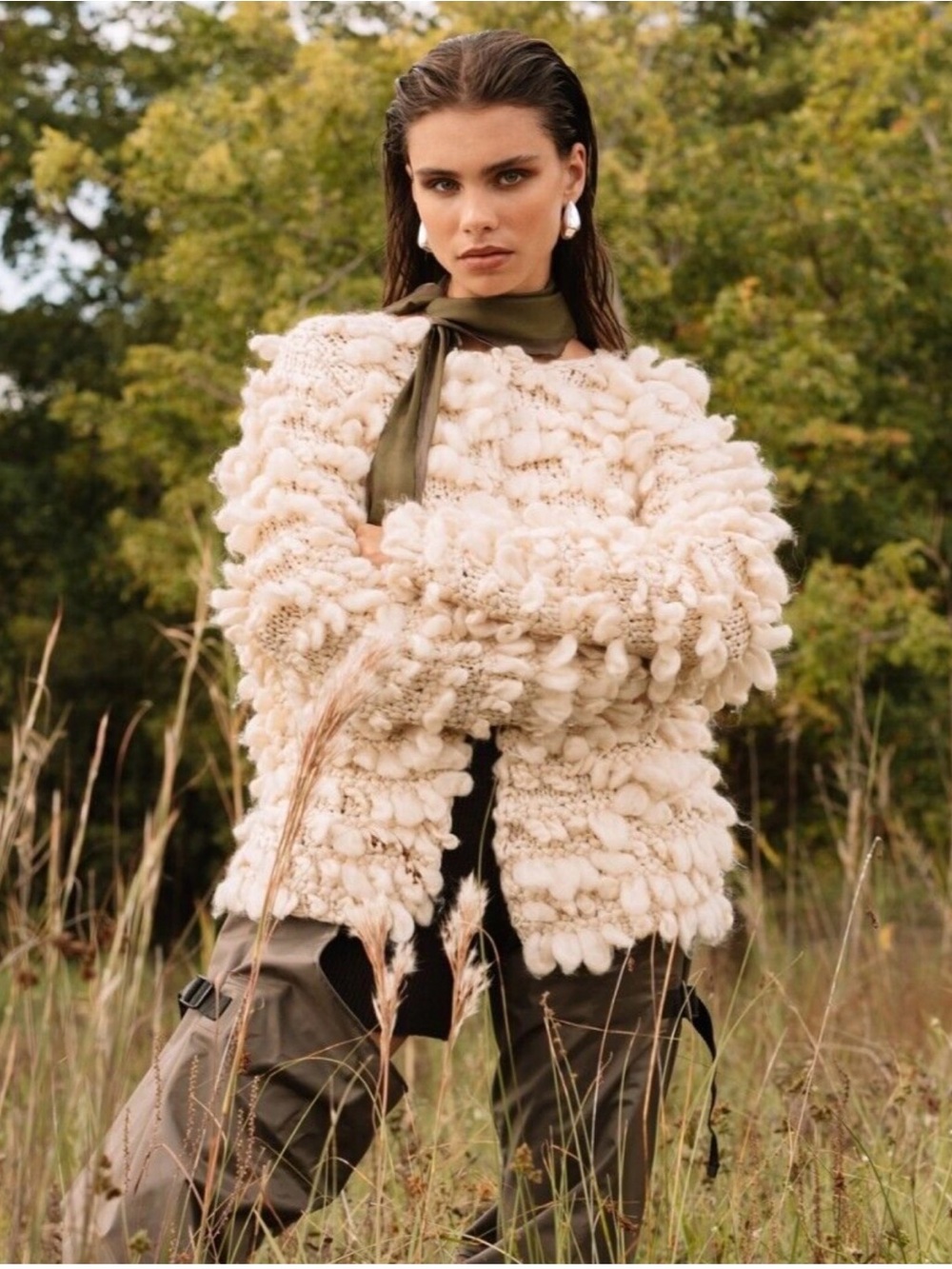ZARA Fabulous Textured Cream Chunky Knit Pom Pom Statement Piece Cardigan🔥🔥🔥